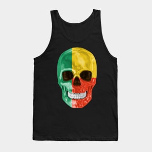 Benin Flag Skull - Gift for Beninese With Roots From Benin Tank Top